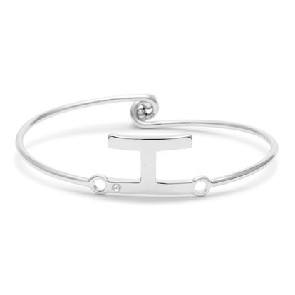 Initial "H" Bangle Bracelet With Cubic Zirconia Accent