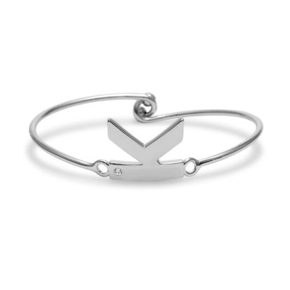 Initial "K" Bangle Bracelet With Cubic Zirconia Accent