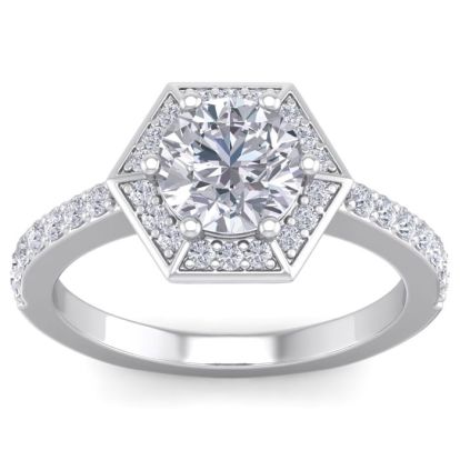 2 Carat Halo Diamond Engagement Ring In 14 Karat White Gold