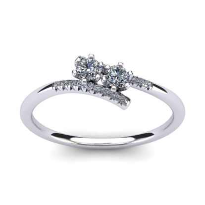 1/4 Carat Two Stone Diamond Ring In 14K White Gold