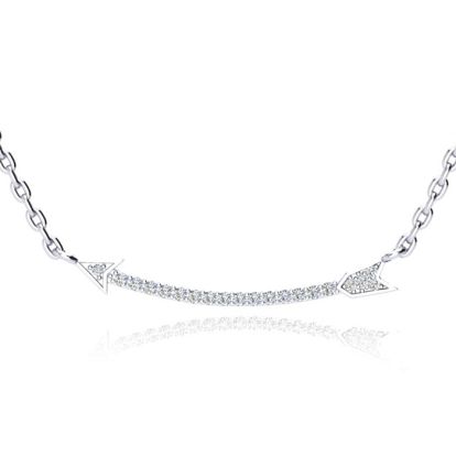 Arrow Necklace With 20 Fiery Diamonds in Solid Sterling Silver, 18 Inches