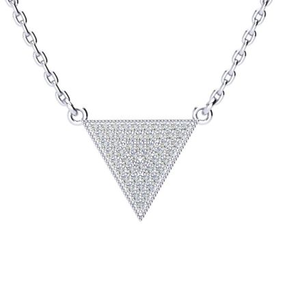 Over 1/3 Carat Diamond Triangle Necklace, Sterling Silver, 18 Inches. Fiery Diamonds!