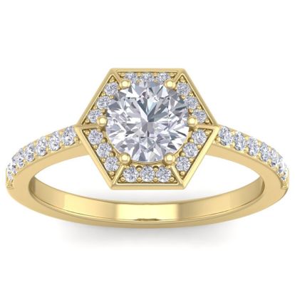 1 1/2 Carat Halo Diamond Engagement Ring In 14 Karat Yellow Gold