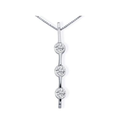 Contemporary 1ct  Channel Set Diamond Pendant in 14k White Gold