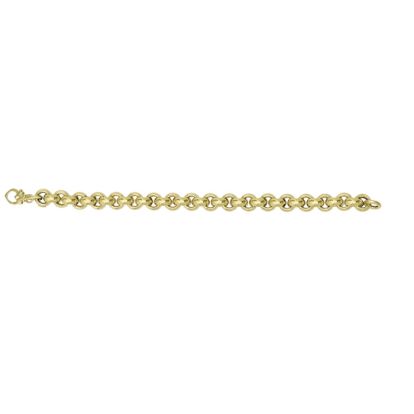 14 Karat Yellow Gold 9.75mm 8 Inch Round Rolo Type Bracelet