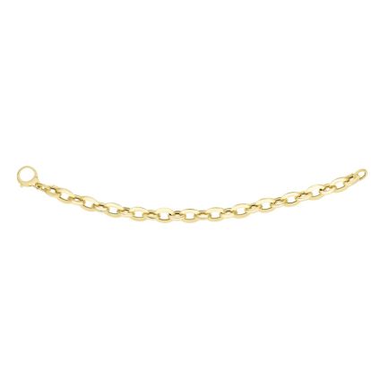 14 Karat Yellow Gold 9.4mm 7.25 Inch Shiny Oval Fancy Link Bracelet