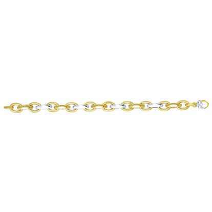14 Karat Yellow & White Gold 7.75 Inch Shiny Marquise & Oval Link Bracelet