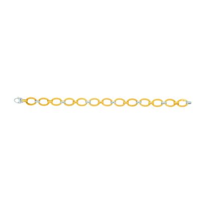 14 Karat Yellow & White Gold 7.50 Inch Twisted Oval Link Bracelet