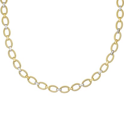 14 Karat Yellow & White Gold 18 Inch Twisted Oval Link Necklace