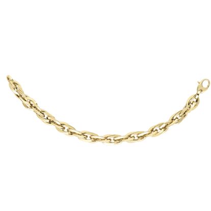 14 Karat Yellow Gold 7mm 7.75 Inch Shiny Double Oval Link Bracelet
