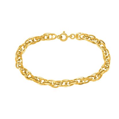 14 Karat Yellow Gold 7.50 Inch Shiny Euro Link Bracelet