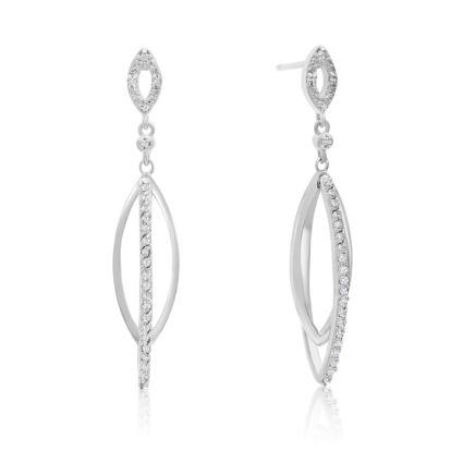 1/4 Carat Diamond Dangle Earrings In Sterling Silver, 1 1/2 Inches