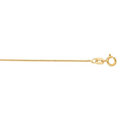 14 Karat Yellow Gold 0.60mm 16 Inch Round Diamond Cut Wheat Chain Necklace