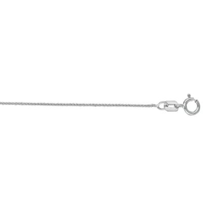 14 Karat White Gold 0.60mm 20 Inch Round Diamond Cut Wheat Chain Necklace