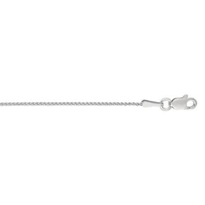 14 Karat White Gold 1.0mm 18 Inch Round Diamond Cut Wheat Chain Necklace