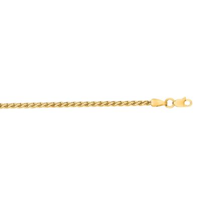 14 Karat Yellow Gold 2.4mm 16 Inch Light Weight Wheat Chain Necklace