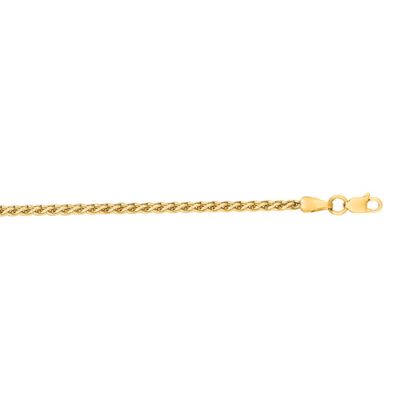 14 Karat Yellow Gold 2.4mm 18 Inch Light Weight Wheat Chain Necklace