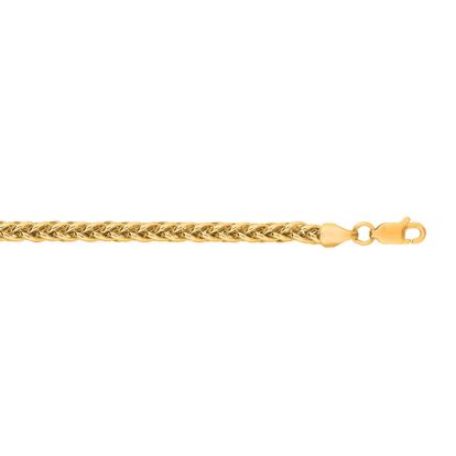 14 Karat Yellow Gold 3.3mm 18 Inch Light Weight Wheat Chain Necklace