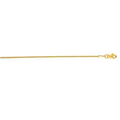14 Karat Yellow Gold 1.2mm 16 Inch Round Wheat Chain Necklace