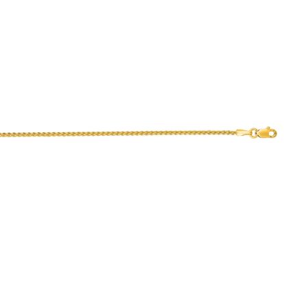 14 Karat Yellow Gold 1.5mm 16 Inch Round Wheat Chain Necklace