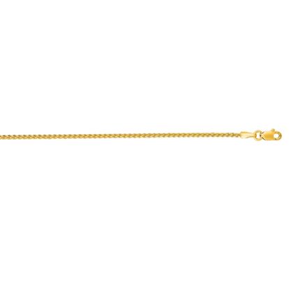 14 Karat Yellow Gold 1.5mm 16 Inch Round Wheat Chain Necklace