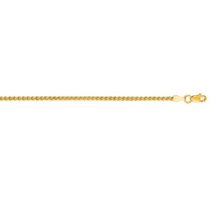 14 Karat Yellow Gold 2.1mm 24 Inch Round Wheat Chain Necklace