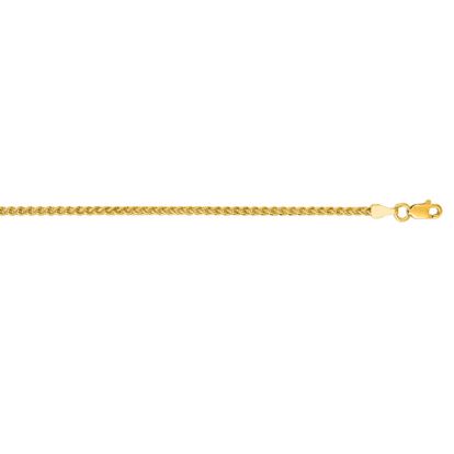 14 Karat Yellow Gold 2.1mm 24 Inch Round Wheat Chain Necklace