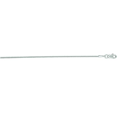 14 Karat White Gold 1.2mm 16 Inch Round Wheat Chain Necklace