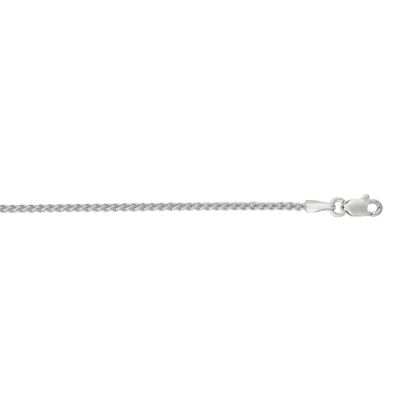 14 Karat White Gold 1.5mm 24 Inch Round Wheat Chain Necklace