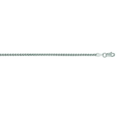 14 Karat White Gold 2.1mm 16 Inch Round Wheat Chain Necklace