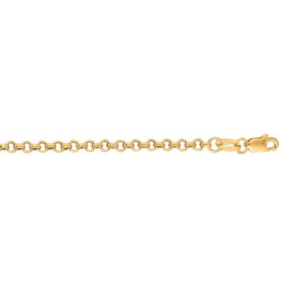 14 Karat Yellow Gold 2.30mm 7 Inch Rolo Link Chain Bracelet