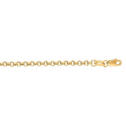 14 Karat Yellow Gold 2.30mm 16 Inch Rolo Link Chain Necklace