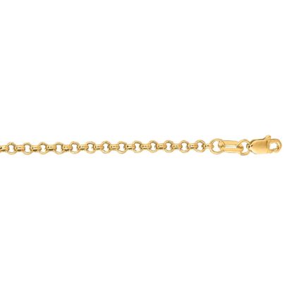 14 Karat Yellow Gold 2.30mm 20 Inch Rolo Link Chain Necklace