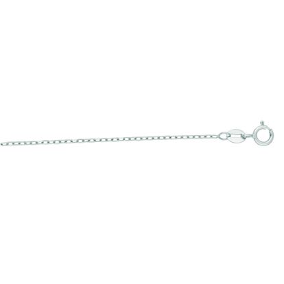 14 Karat White Gold 1.30mm 16 Inch Faceted Cable Link Chain Necklace