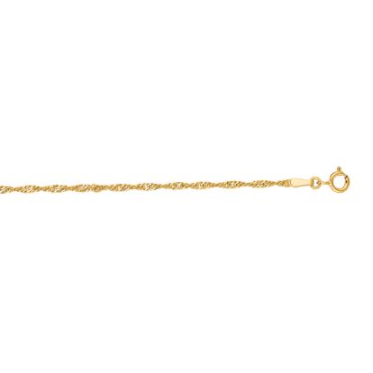 14 Karat Yellow Gold 1.70mm 16 Inch Singapore Chain Necklace