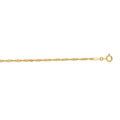 14 Karat Yellow Gold 1.70mm 18 Inch Singapore Chain Necklace
