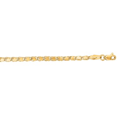 14 Karat Yellow Gold 2.9mm 7 Inch Heart Chain Bracelet