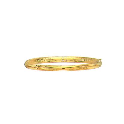14 Karat Yellow Gold 5.0mm 8 Inch Florentine Round Dome Classic Bangle