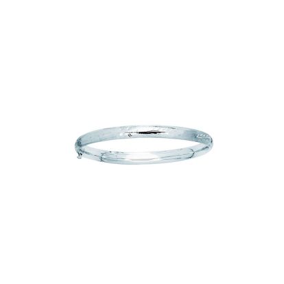 14 Karat White Gold 5.0mm 8 Inch Florentine Round Dome Classic Bangle
