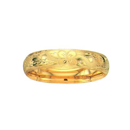 14 Karat Yellow Gold 13.5mm 7 Inch Florentine Round Dome Classic Bangle