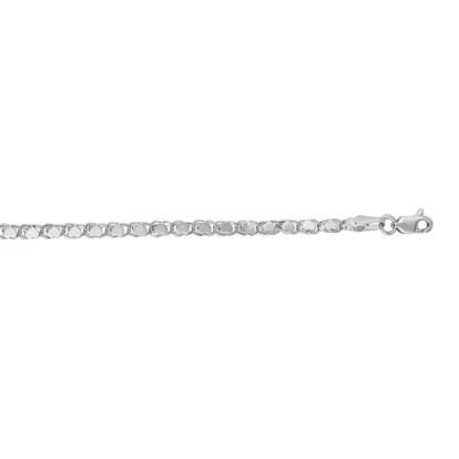 14 Karat White Gold 2.9mm 10 Inch Diamond-Cut Heart Ring Chain Anklet