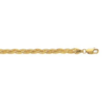 14 Karat Yellow Gold 3.5mm 10 Inch Diamond Cut Braided Fox Chain Anklet