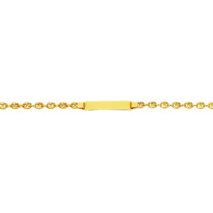 14 Karat Yellow Gold 6 Inch Children's Shiny Puffed Mariner Link ID Bracelet