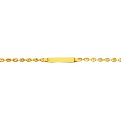 14 Karat Yellow Gold 6 Inch Children's Shiny Puffed Mariner Link ID Bracelet