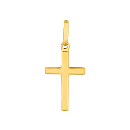14 Karat Yellow Gold All Shiny Small Cross Pendant