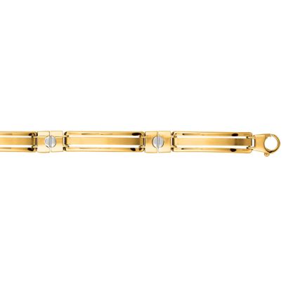 14 Karat Yellow & White Gold 8.25 Inch Shiny Men's Fancy Bracelet With Nail Heads