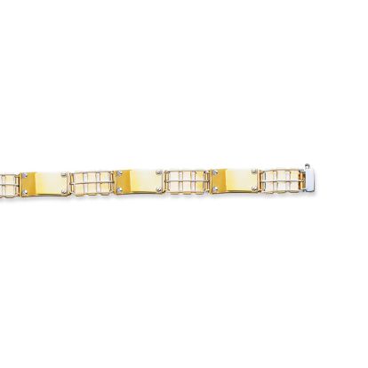 14 Karat Yellow & White Gold 8.50 Inch Railroad Type & Nail Head Fancy Men's Rolex Bracelet