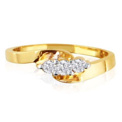 1/5ct Three Diamond Ring in 10k Yellow Gold