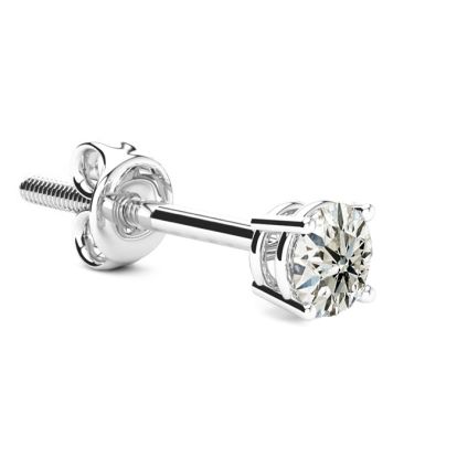 3/8 Carat Single Diamond Stud Earring In 14 Karat White Gold