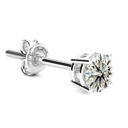 2/3 Carat Single Diamond Stud Earring In 14 Karat White Gold